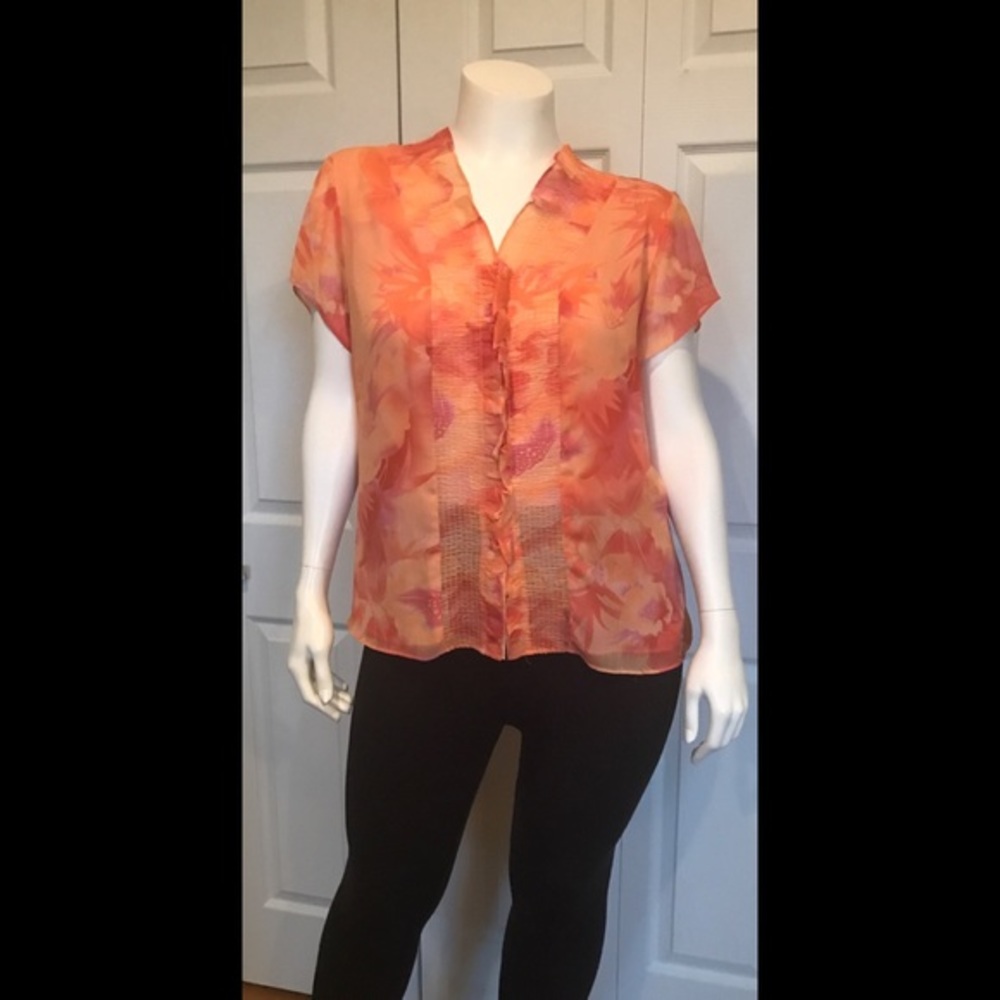 Coldwater Creek Pretty Peach Sheer Blouse Size 2X